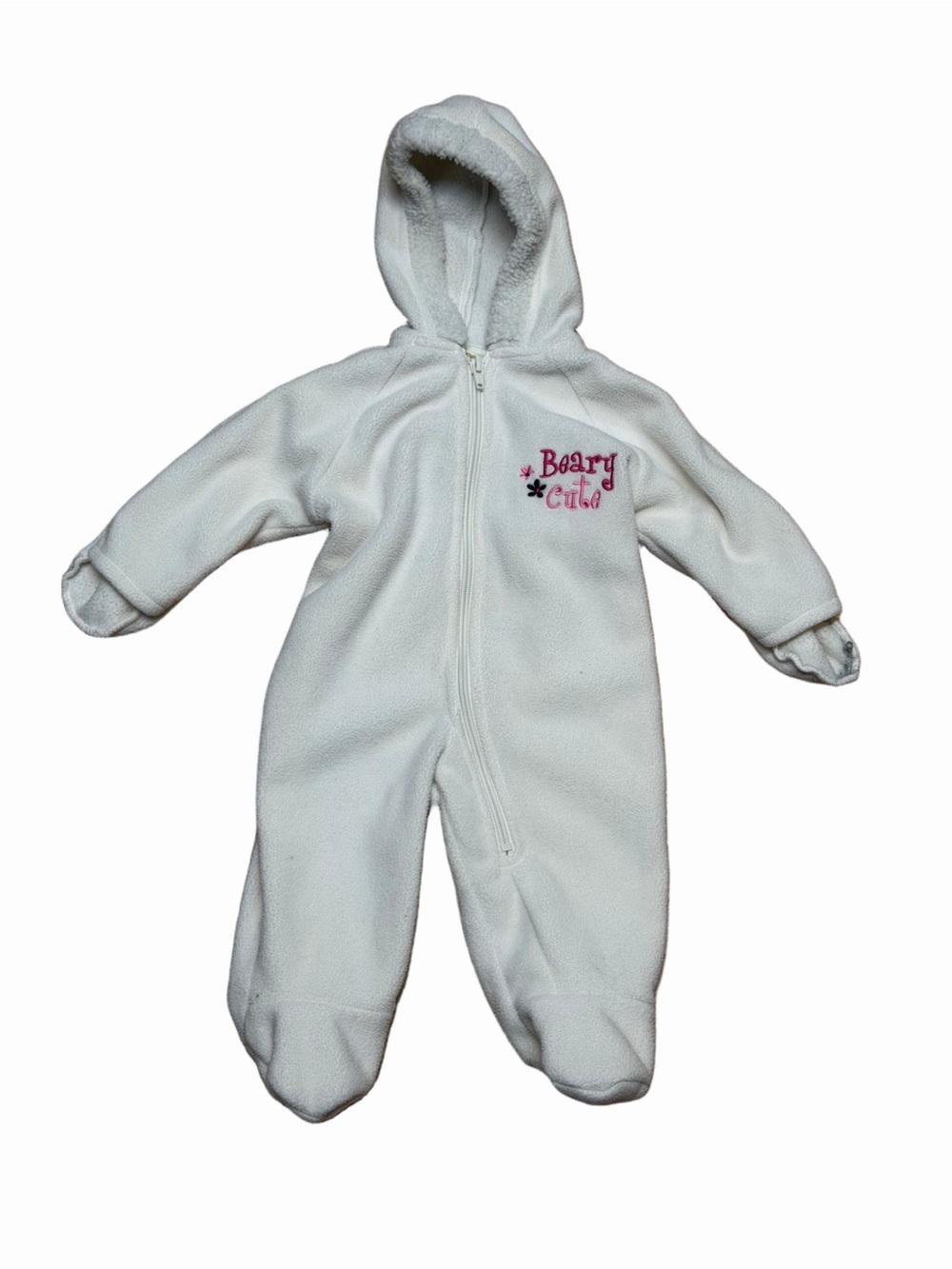 Arizona Jean Company Baby 3-6M Beary Cute White Fleece Hooded Bunting Bear